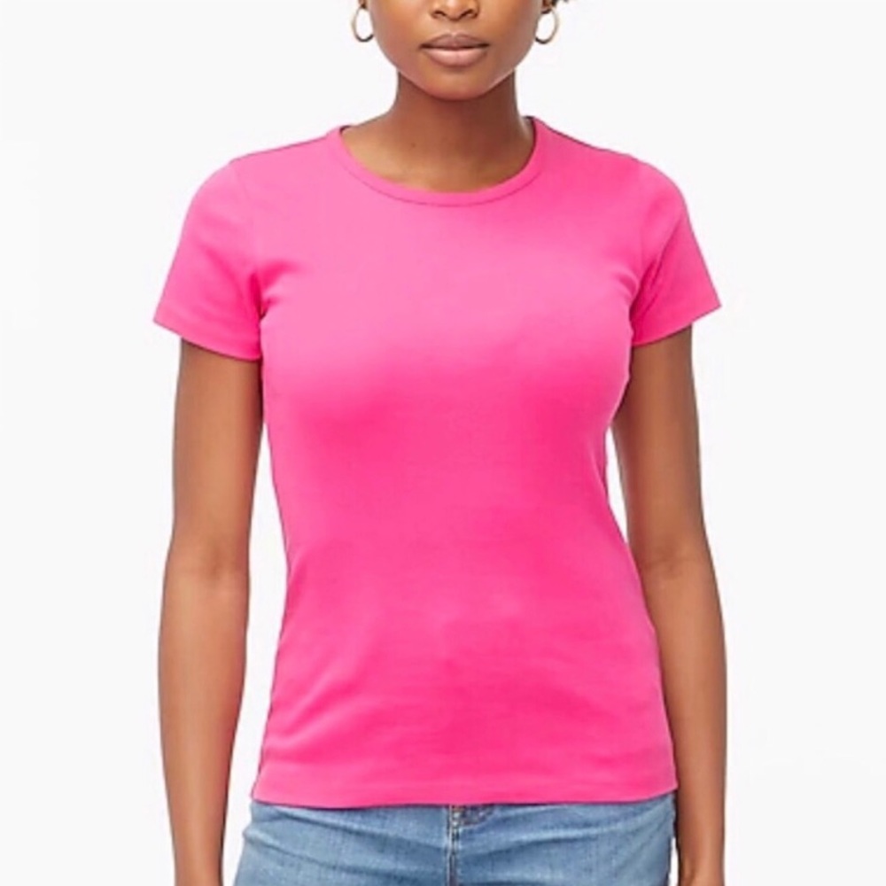J. CREW TEE NWT FINE RIBBED COTTON FUCHSIA PINK XL ✨💖